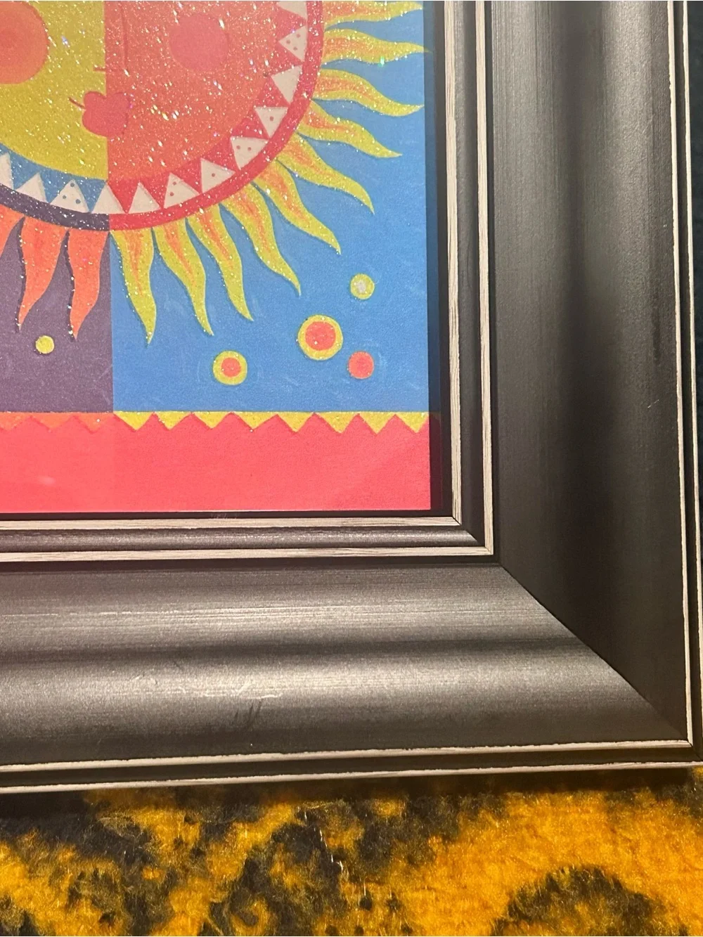 Celestial Sun Framed Greeting Card Print Boho Whimsigoth Wall Decor Glitter Bold